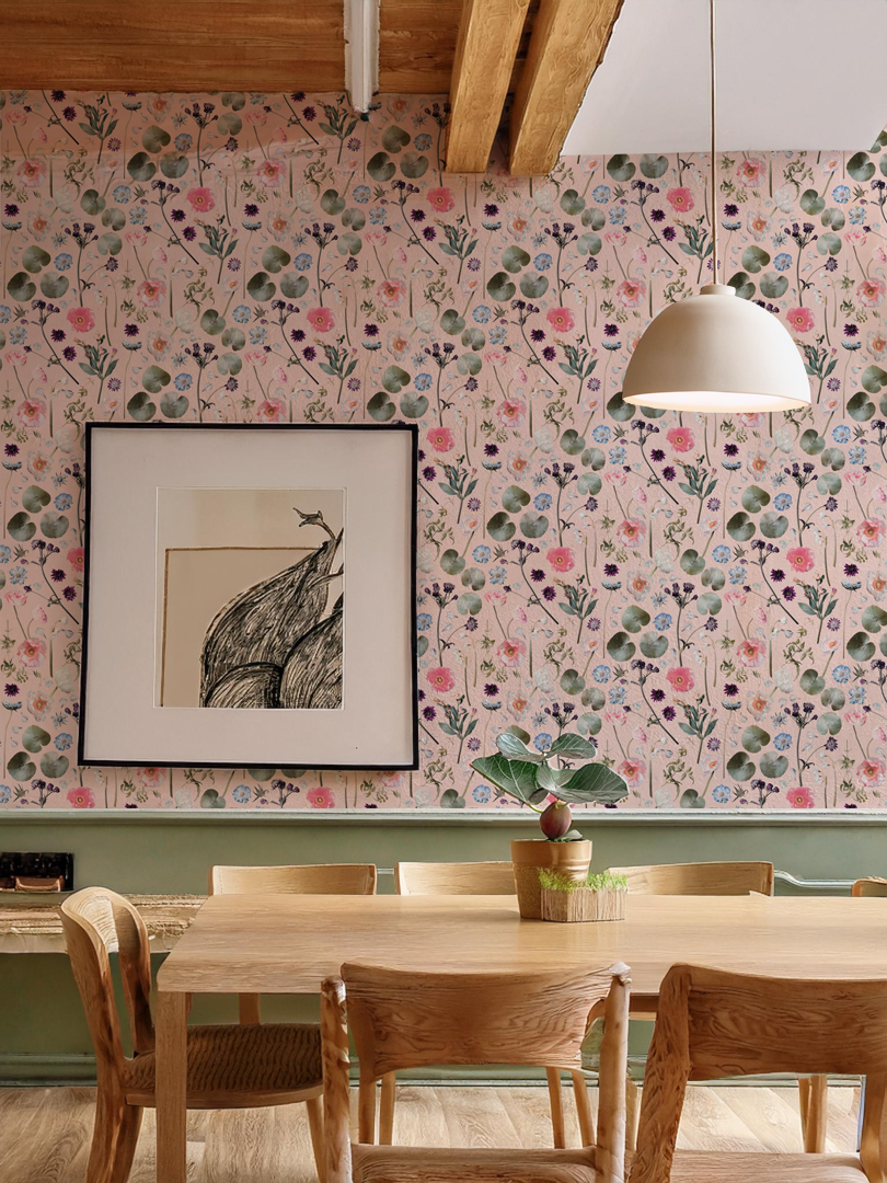 Floral Finds Wallpaper, pink