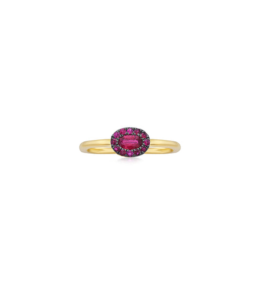 Ruby Oval Halo Ring