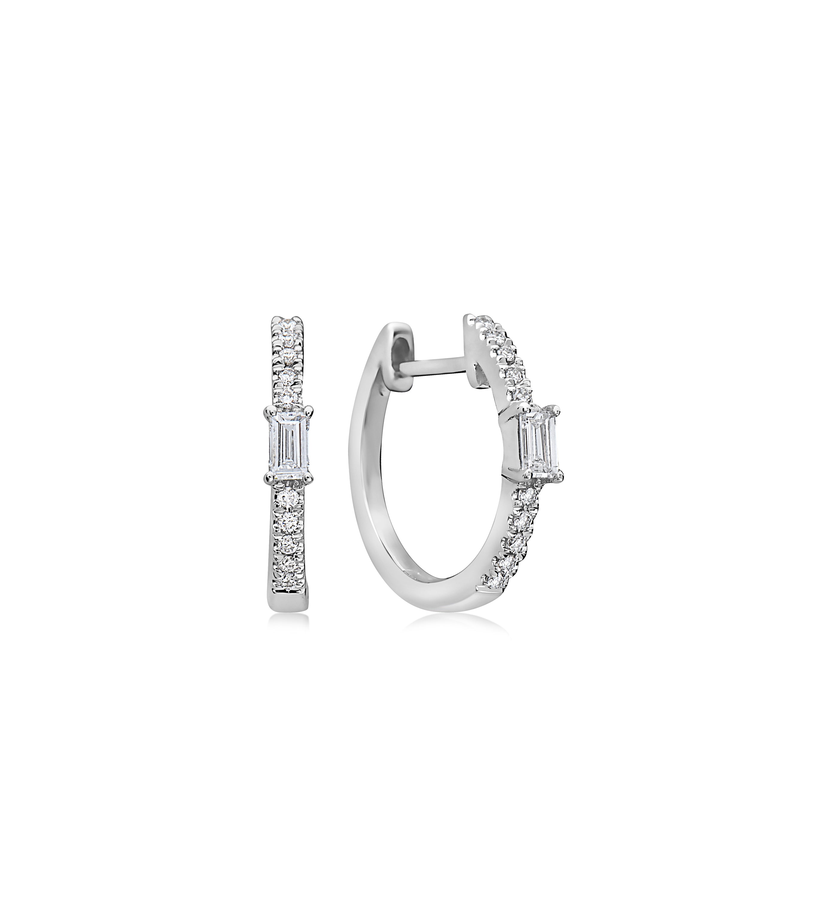 Diamond Baguette Huggie Earrings