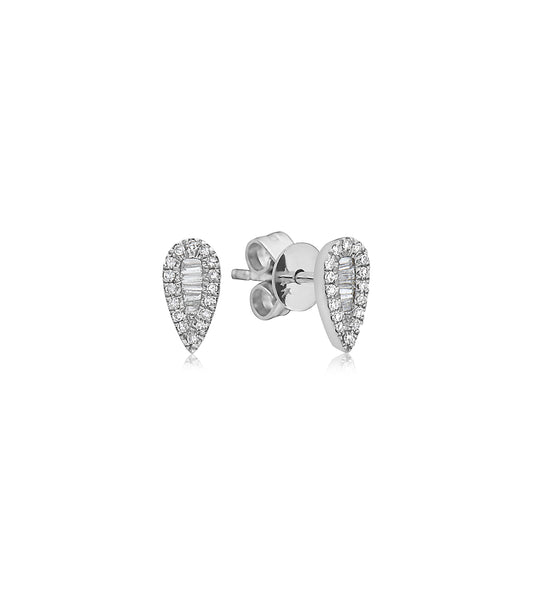 Diamond Baguette and Halo Pear Stud Earring