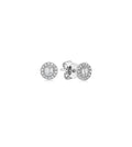 Diamond Baguette and Halo Round Stud Earrings