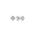 Diamond Baguette and Halo Square Stud Earring