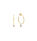 Diamond Star Dangle Hoop Earring