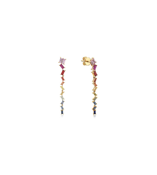 Rainbow Sapphire Drop Earring