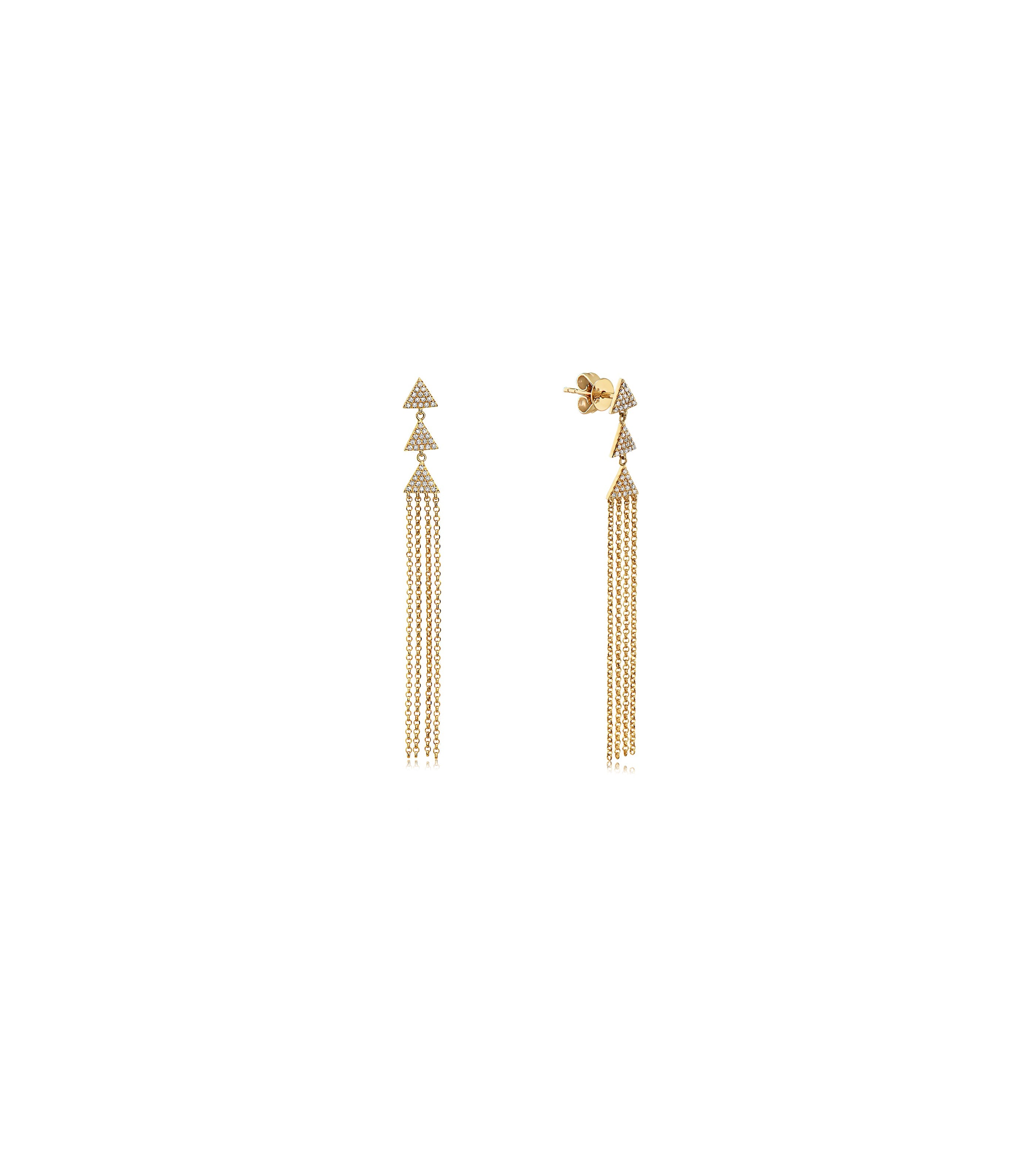 Diamond Triangle Tassel Earring