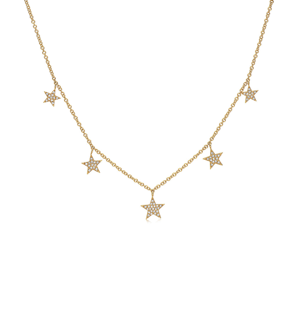 Diamond 5 Star Charm Necklace