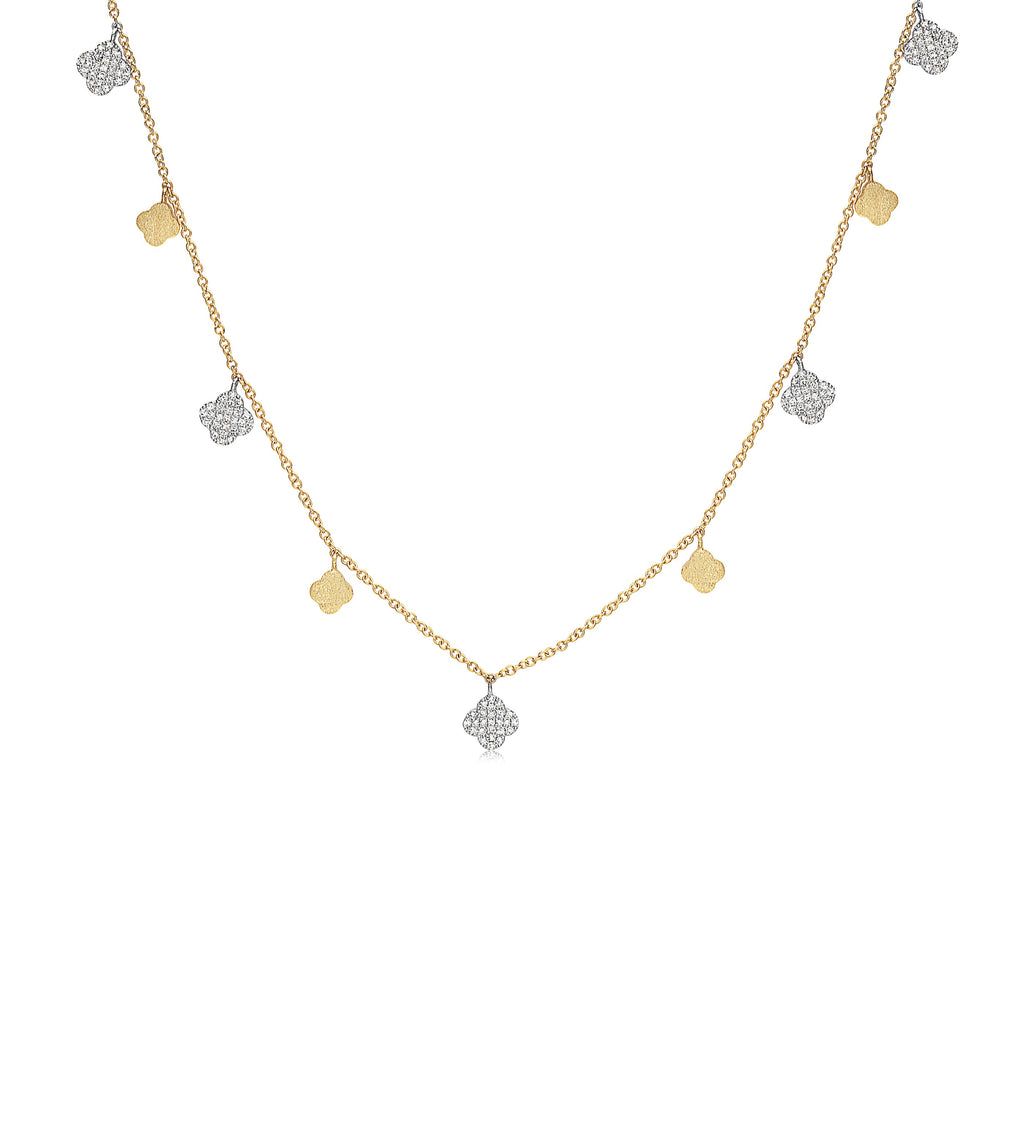 Diamond Clover Charm Long Necklace
