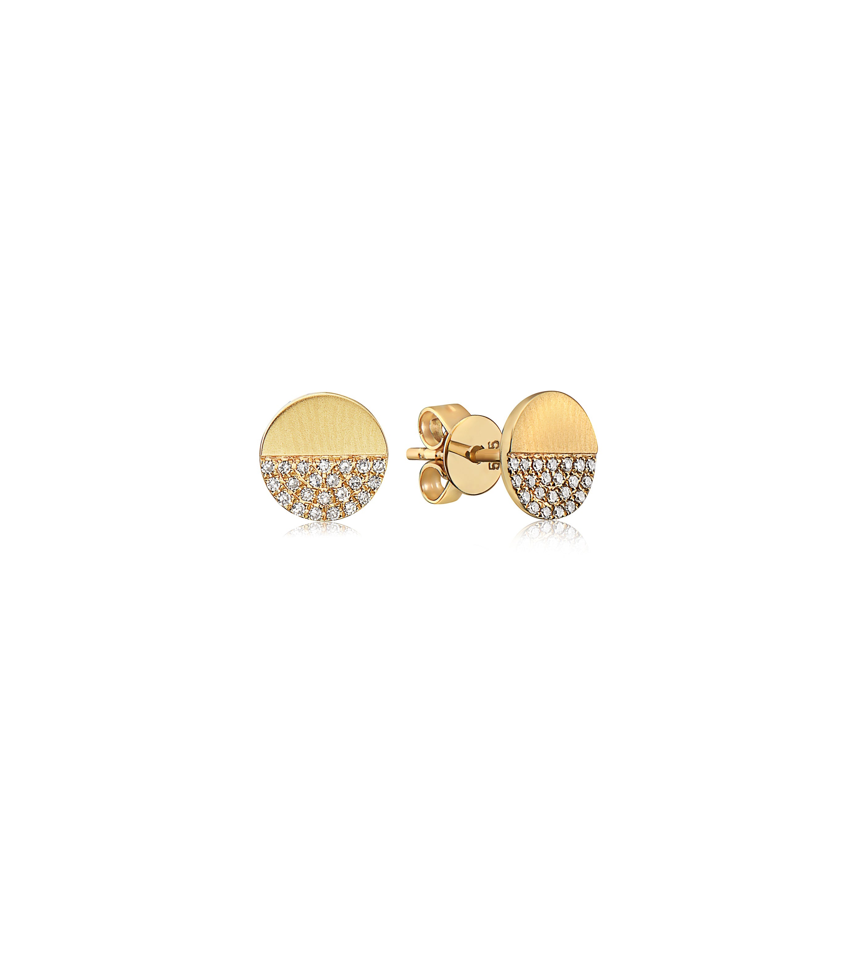 Diamond Half Disc Stud Earring
