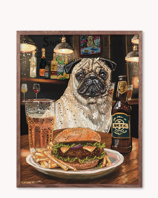 Pug - Build Your Own Pet Portrait Paper Print
