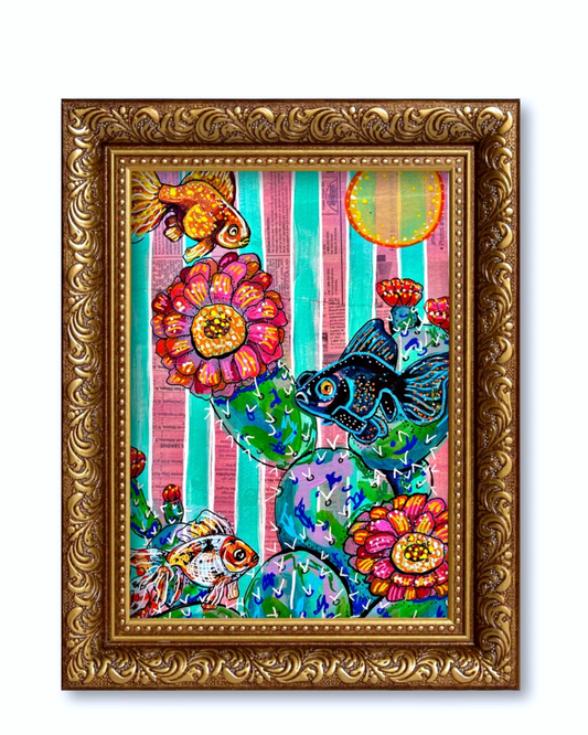 Cactus Goldfish Fine Art Magnet ( Large )