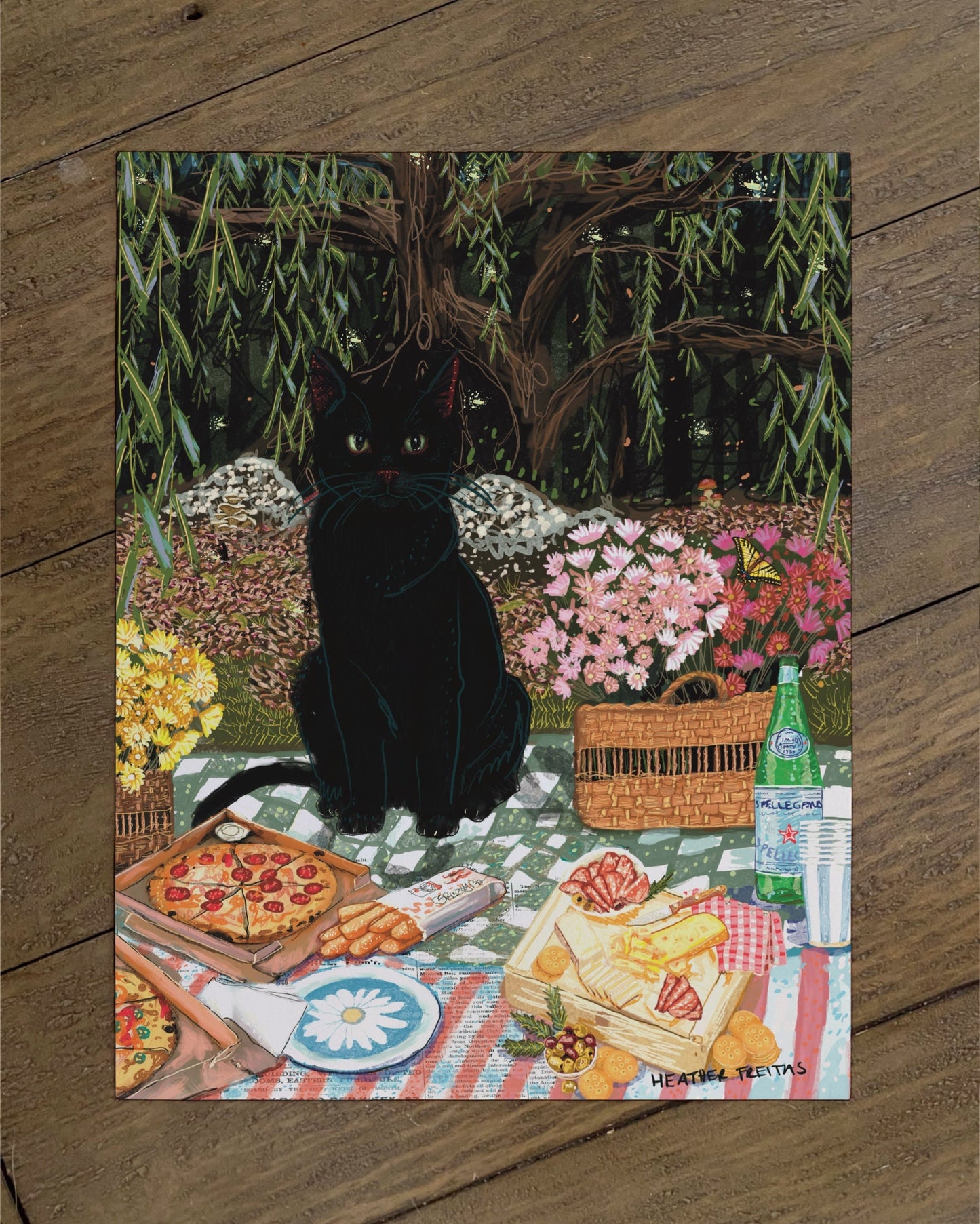 Black Cat - Build Your Pet Portrait Paper Print