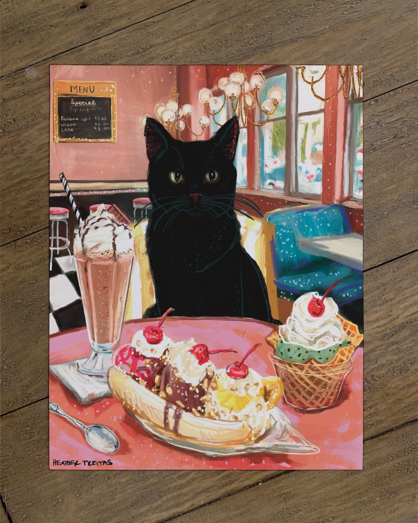 Black Cat - Build Your Pet Portrait Paper Print