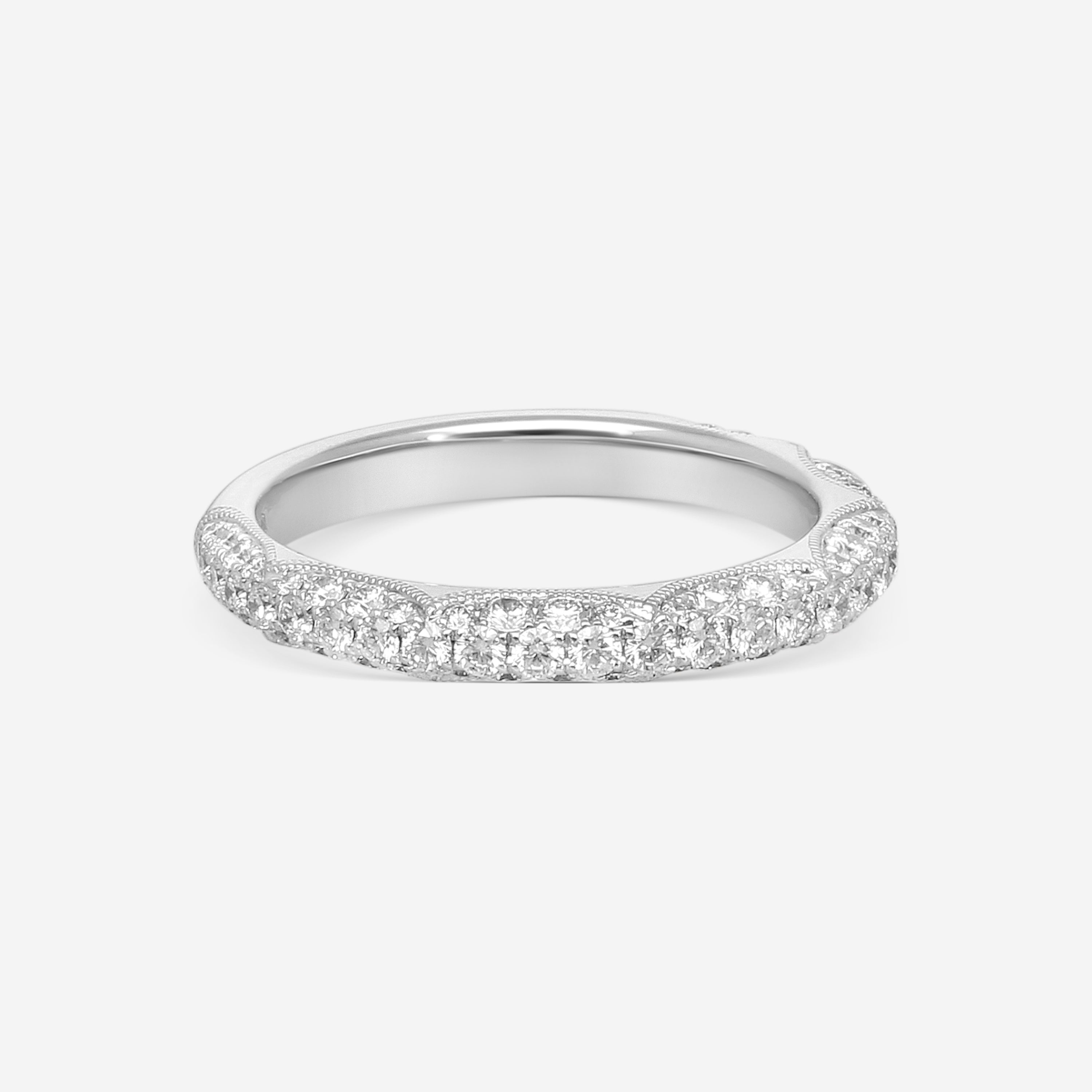 Memoire Vintage 18K White Gold Diamond 3/4 Round Band Ring Sz. 6.5 EMVG104