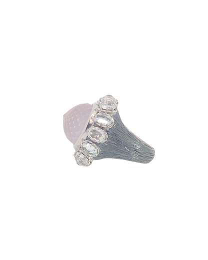 Imperia 925© Silver Pink Quartz & White Zircon ring