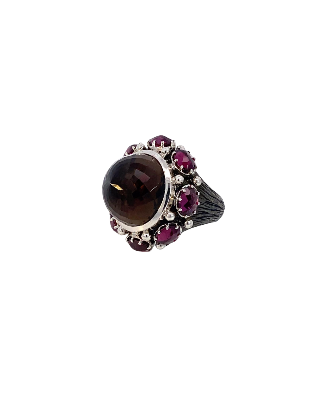 Imperia 925© Silver Smoky Quartz & Brazilian Garnet ring