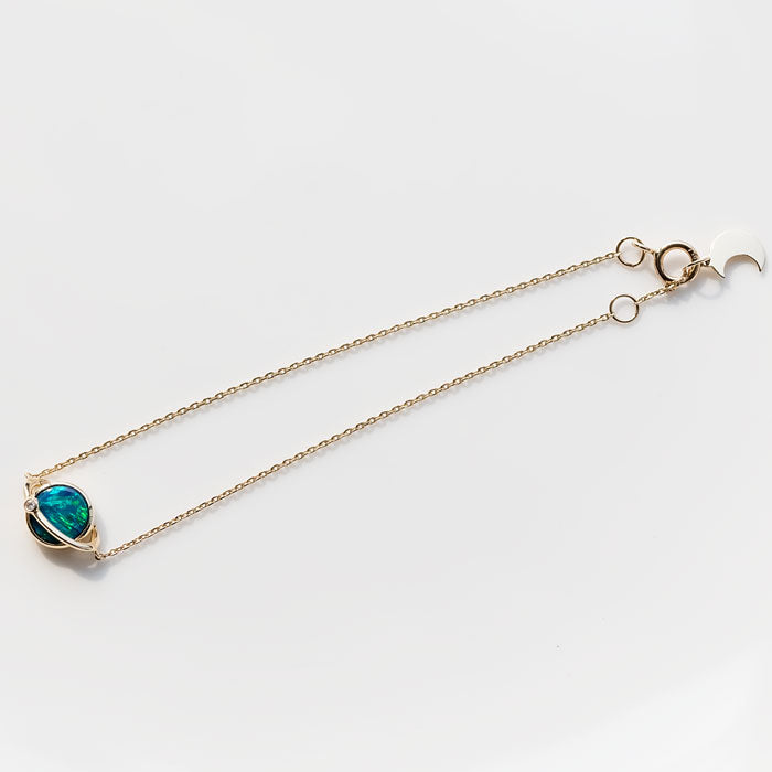 Earth Moon Design Australian Doublet Opal & Diamond Bracelet in 18K Gold