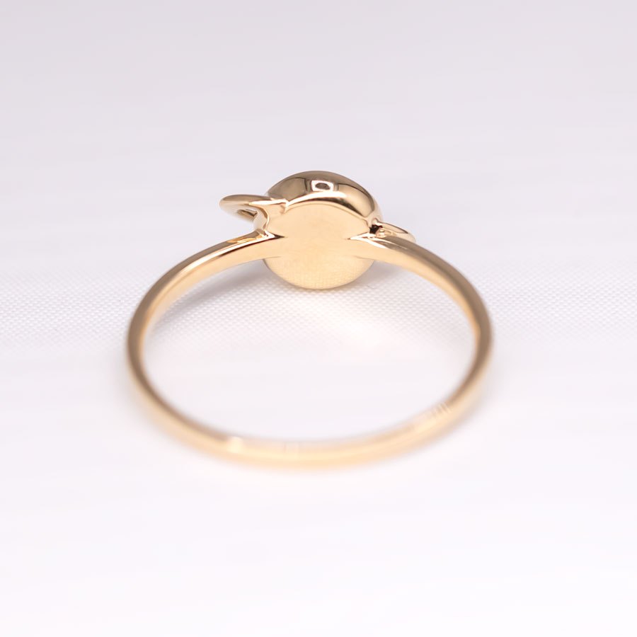 Earth and Moon Design Doublet Opal & Diamond Ring 18K Yellow Gold