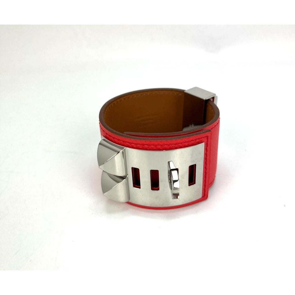 Hermes Leather COLLIER DE CHIEN CDC Rose Jaipur Epsom Bracelet