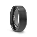 ELYSIAN Black Titanium Ring with Polished Beveled Edges and Brushed Center – 8mm
