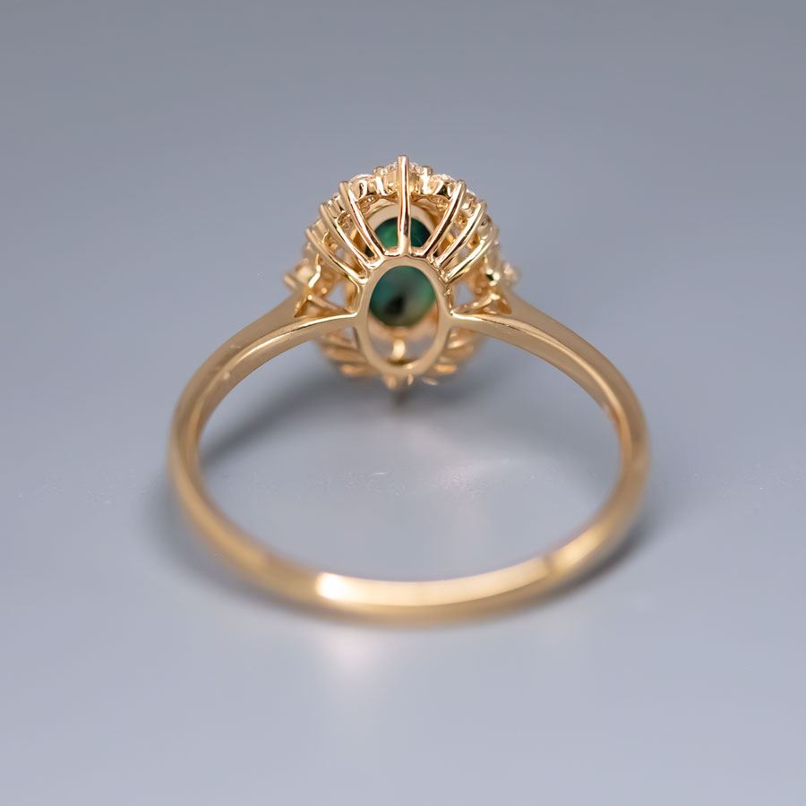 Engagement Ring: Australian Black Opal and Diamond in 18K Yellow Gold