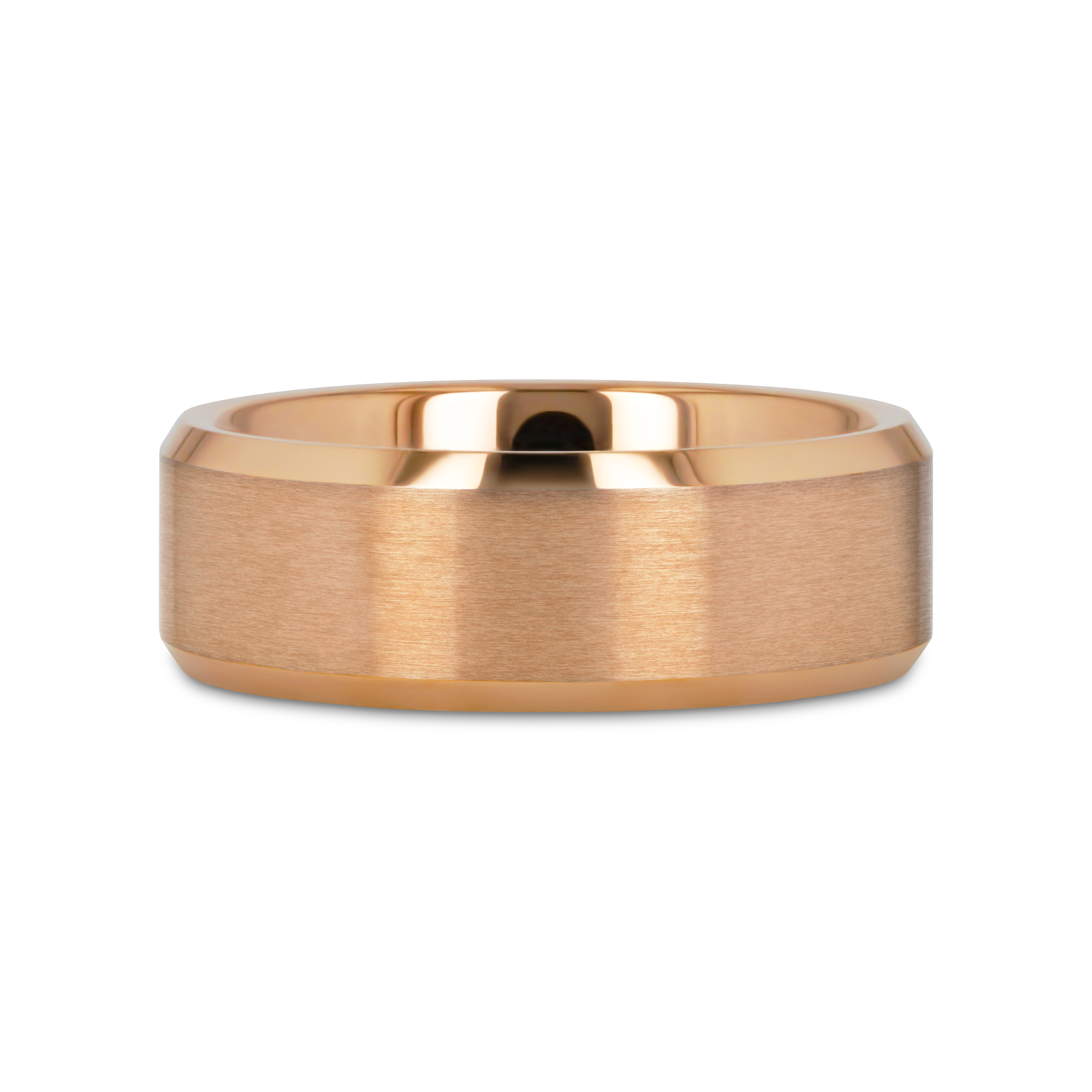 EROS Rose Gold Tungsten Wedding Band for Men with Beveled Edges – 8mm