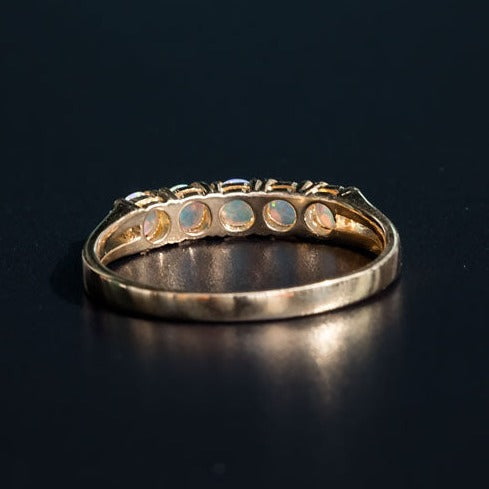 Eternity Australian Solid Opal Wedding Band 14K Yellow Gold