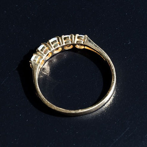 Eternity Australian Solid Opal Wedding Band 14K Yellow Gold