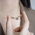 Extremely Rare Two Side Black Opal Seagull Wing Necklace & Diamond 18K Gold