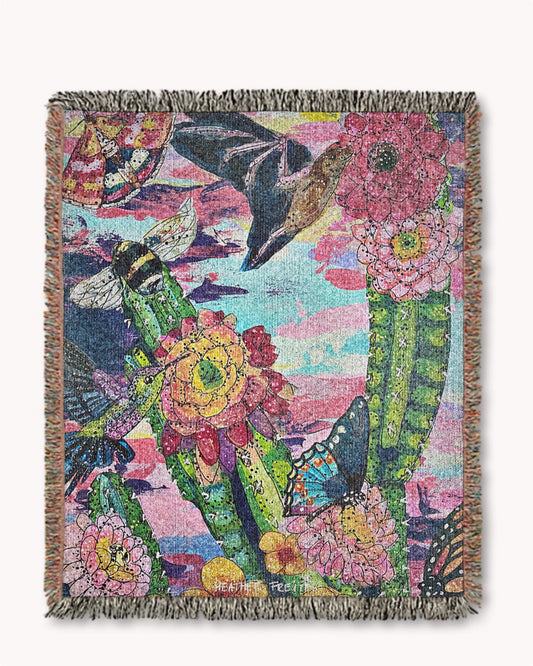 Dawn Desert Pollinators Woven Blanket