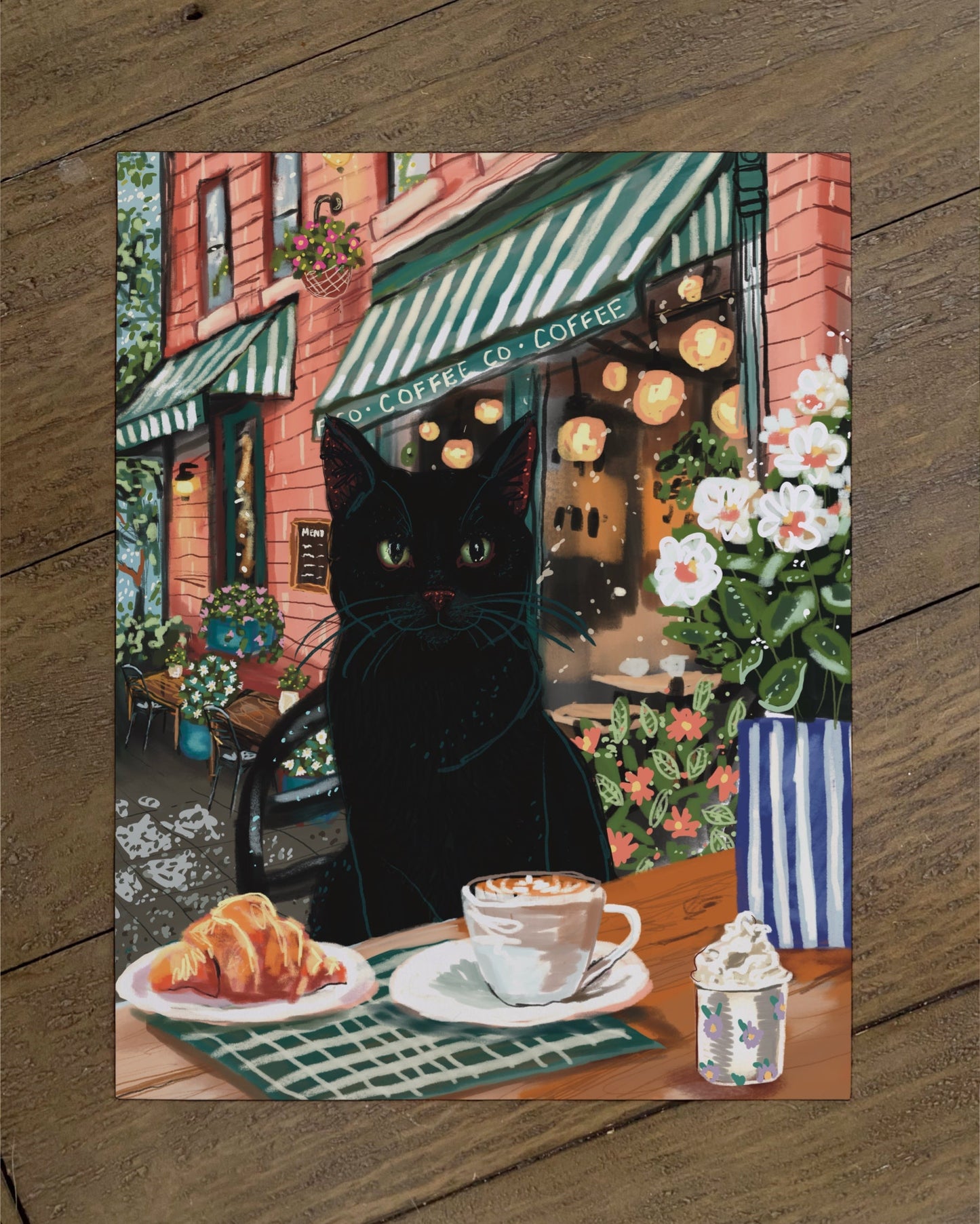 Black Cat - Build Your Pet Portrait Paper Print