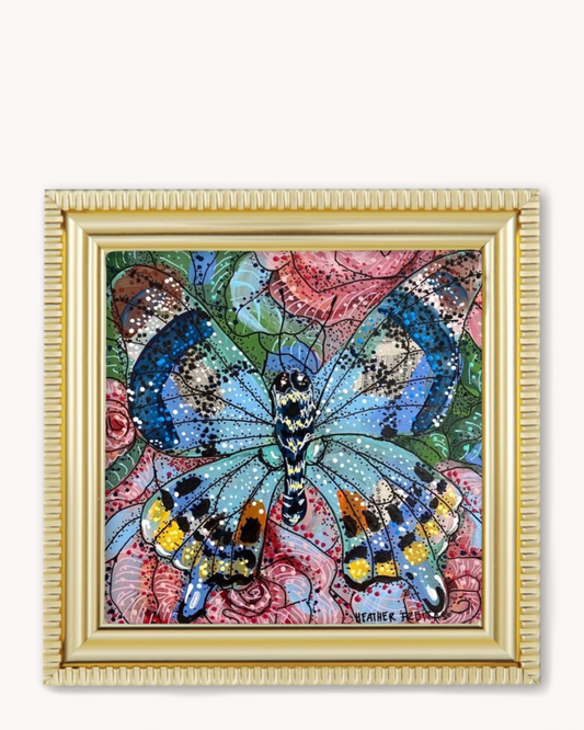 Rose Bouquet Butterfly Framed Magnet ( Medium )