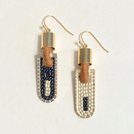 Stripe Geometric Earrings in Black/Pewter