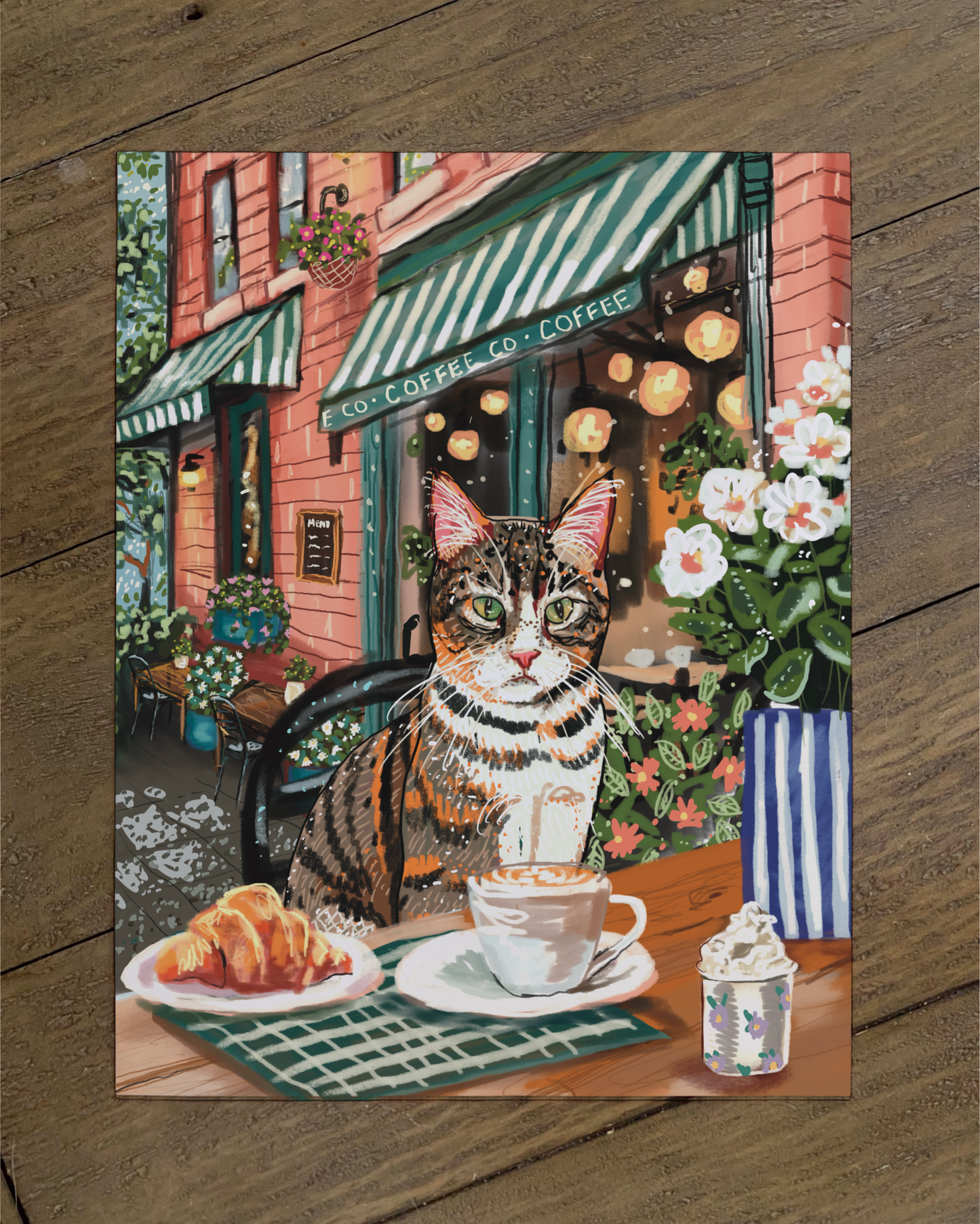 Tabby Cat With White - Build Your Pet Portrait Paper Print
