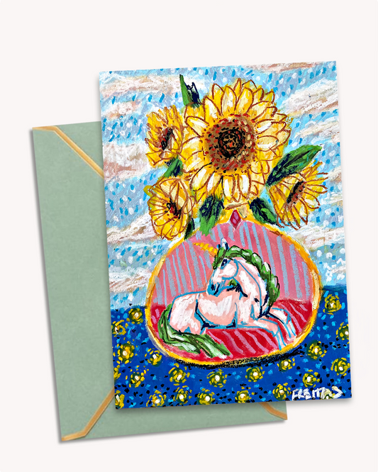 Daylight To Dusk Unicorn Vase - Greeting Card / Fine Art Print