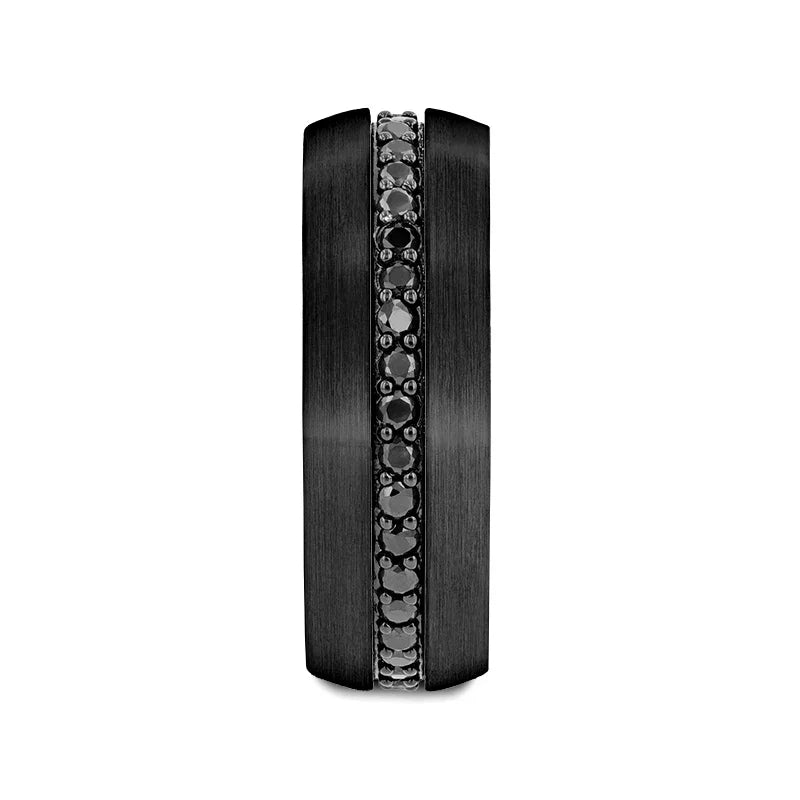 VALIANT Black Tungsten Ring with Black Sapphires – 8mm