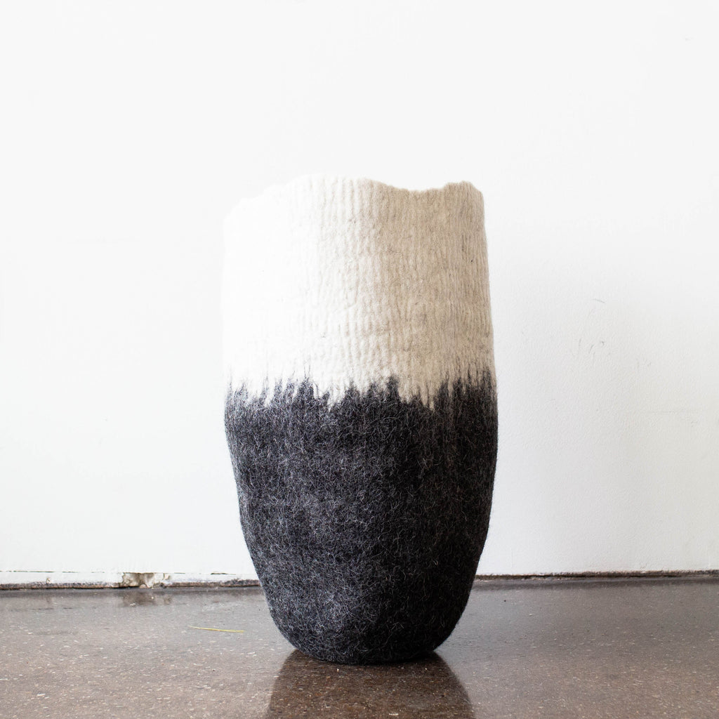 Eclipse Black & White Wool Floor Vase