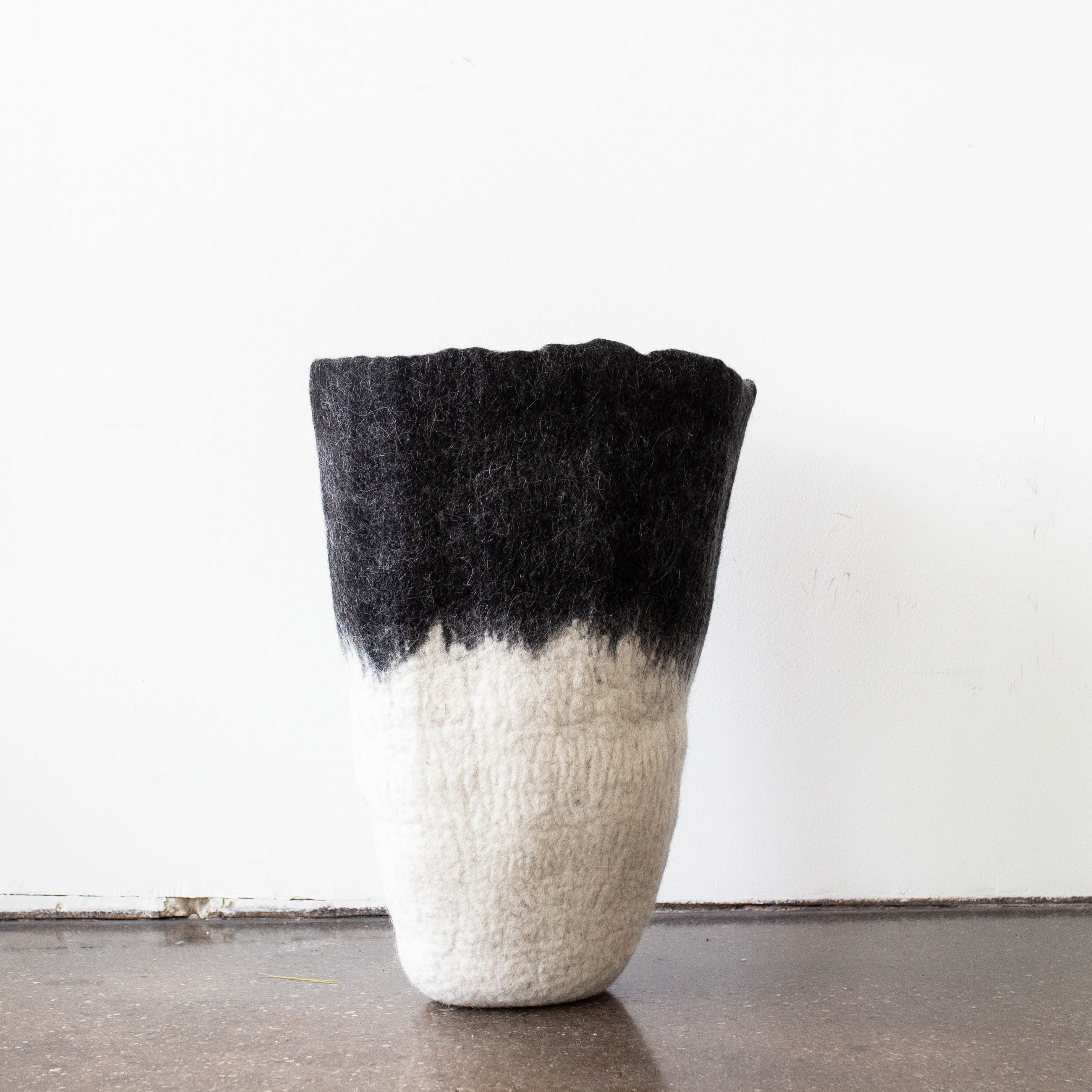 Eclipse Black & White Wool Floor Vase