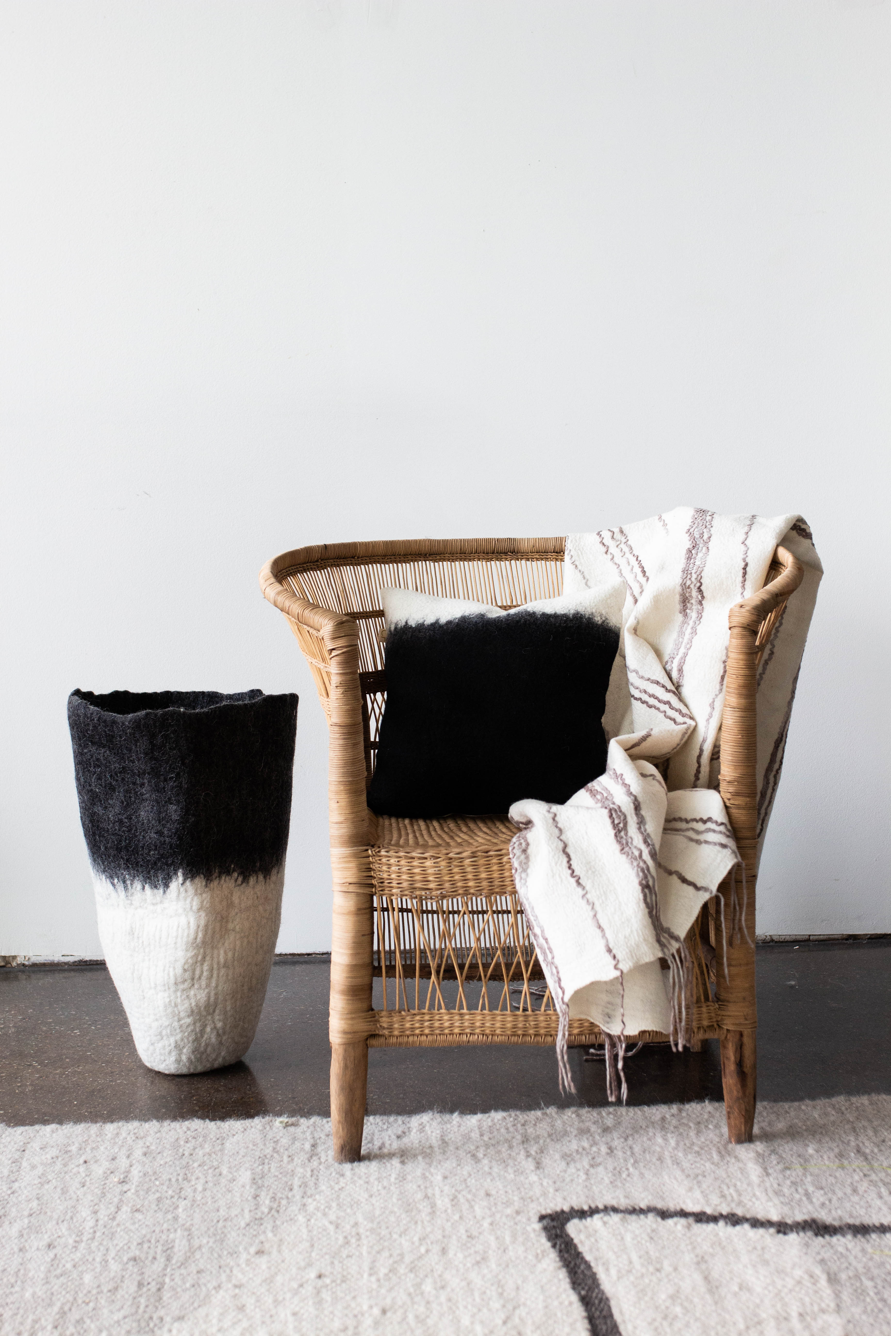 Eclipse Black & White Wool Floor Vase