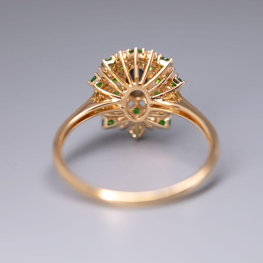 Fireworks - Black Opal & Diamond Engagement Ring 18K Yellow Gold