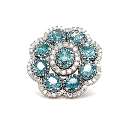 Floral Blue Diamond Ring