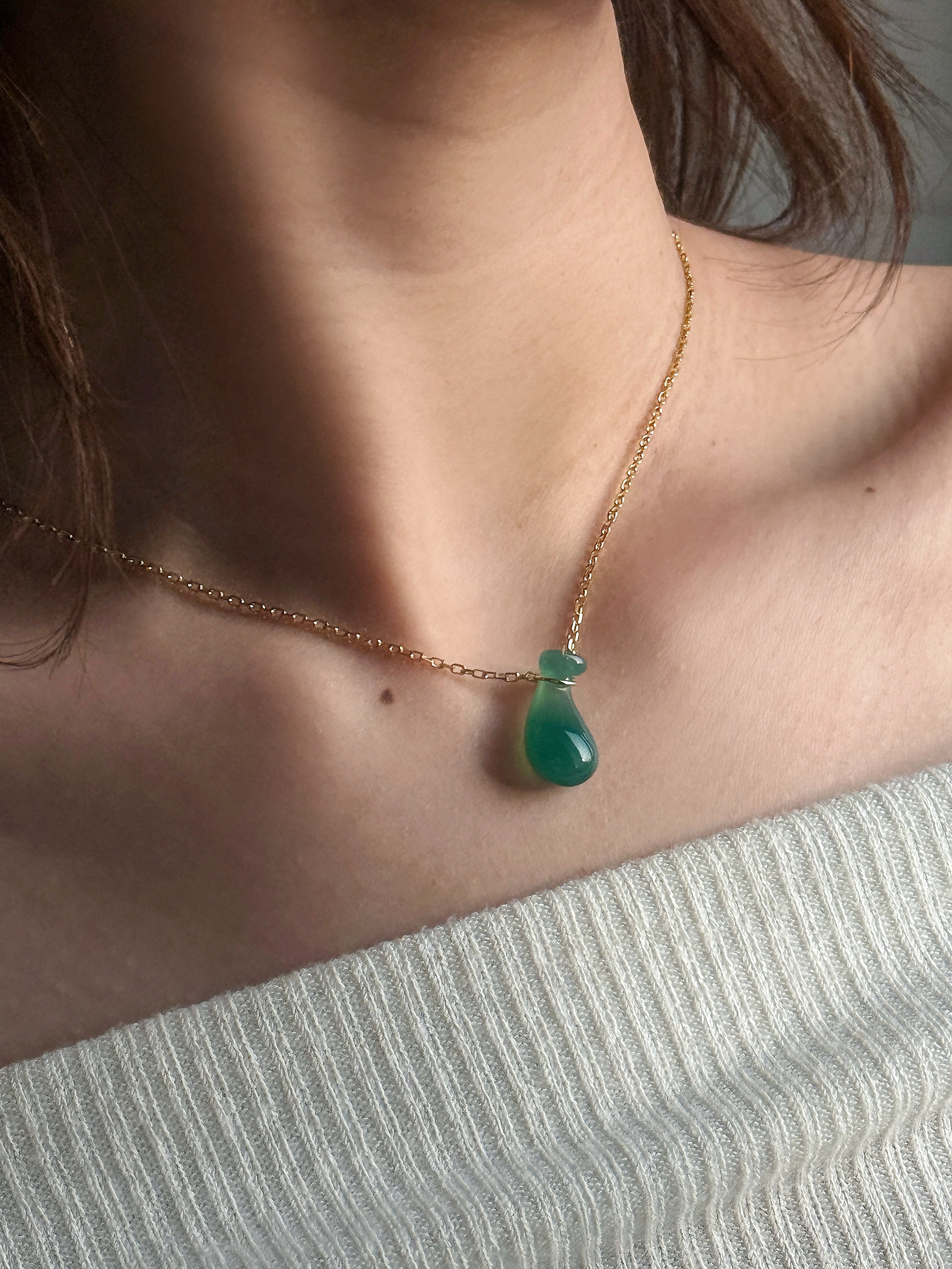 Fudai — Green Jade Stone Pendant Necklace