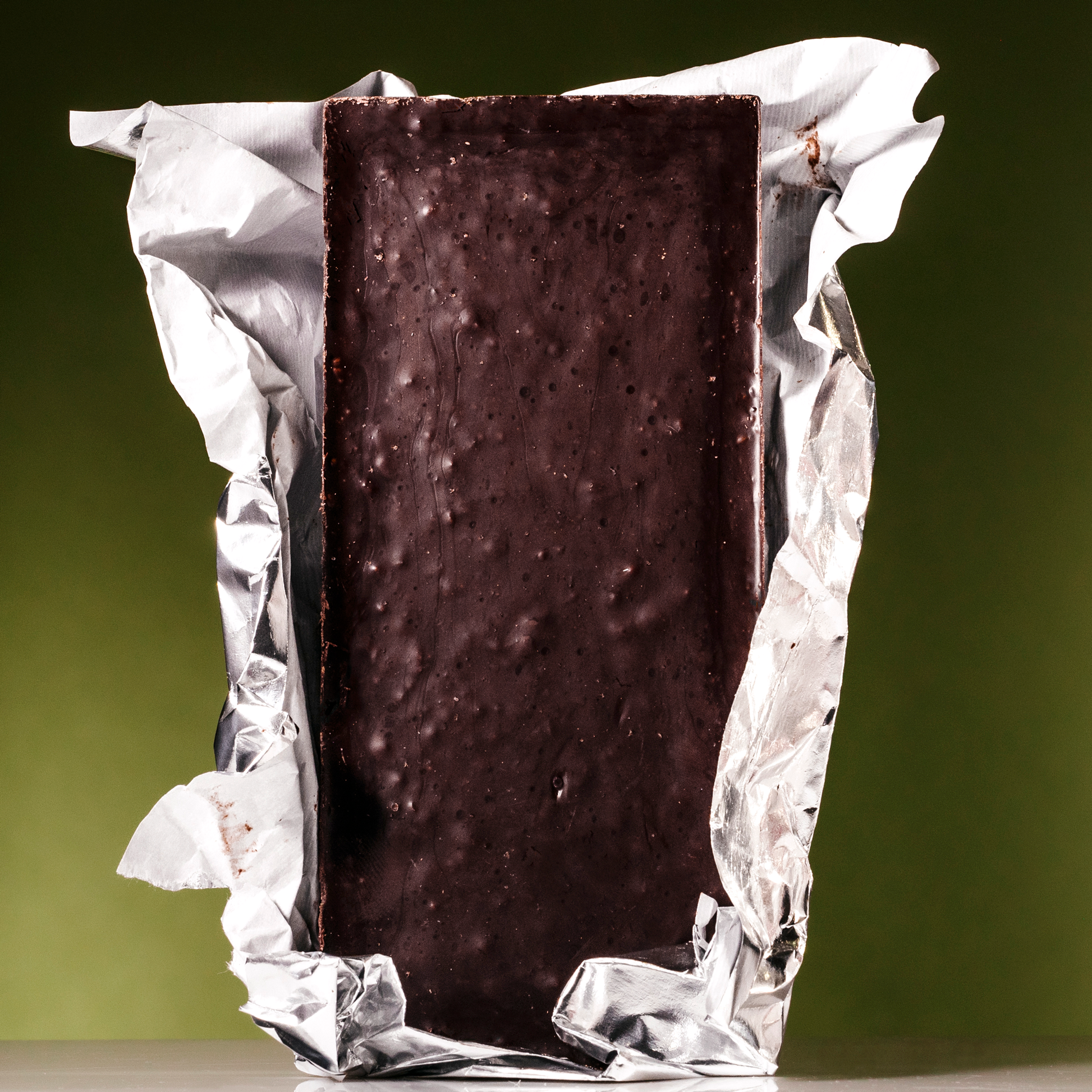 Green Tea Crunch open wrapper - Raaka Chocolate