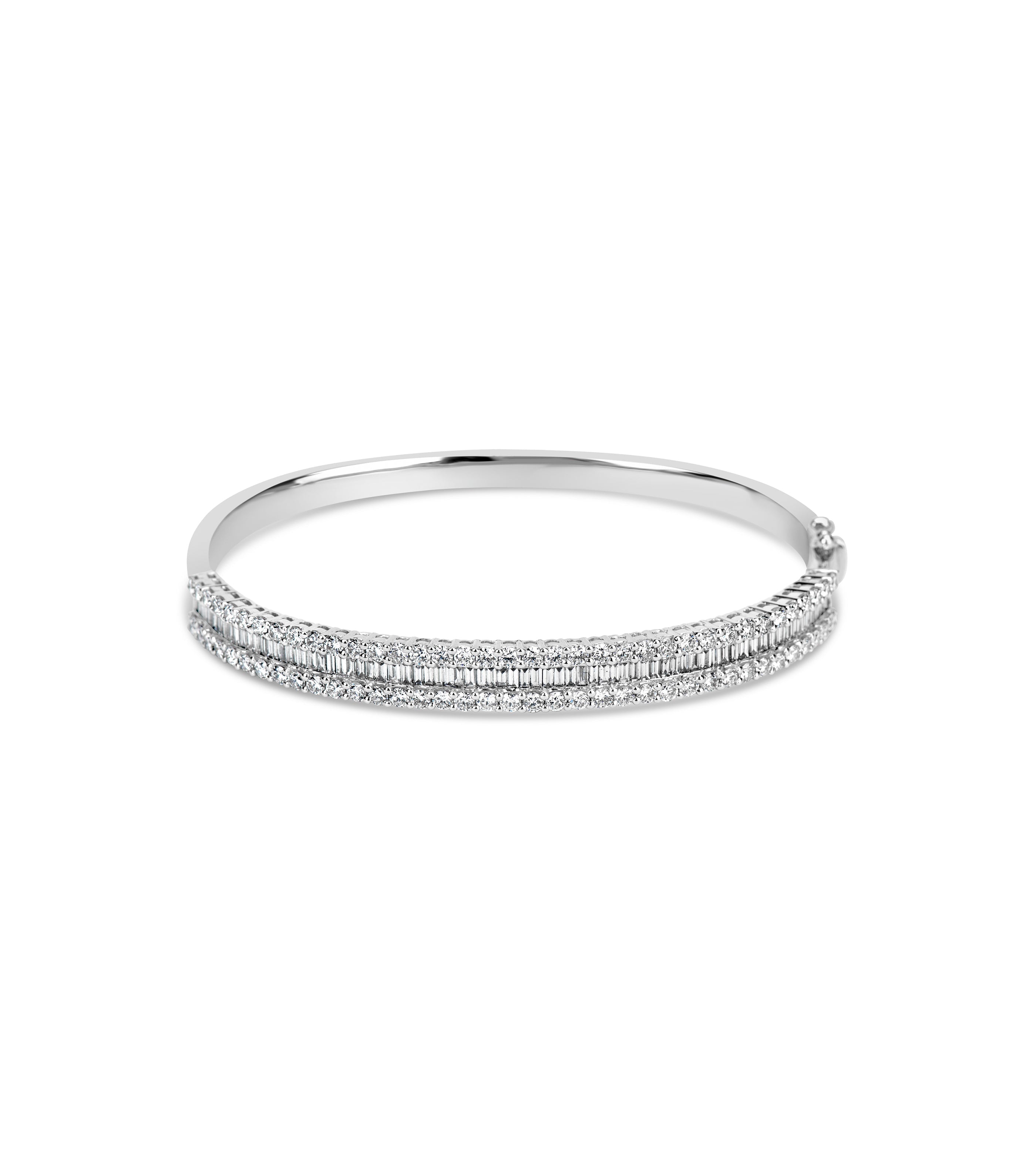 Diamond Baguette & Round Bangle