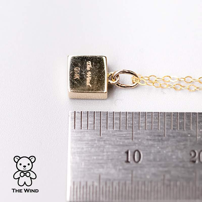 Geometric Square Shaped Australian Doublet Opal Pendant 14k Yellow Gold