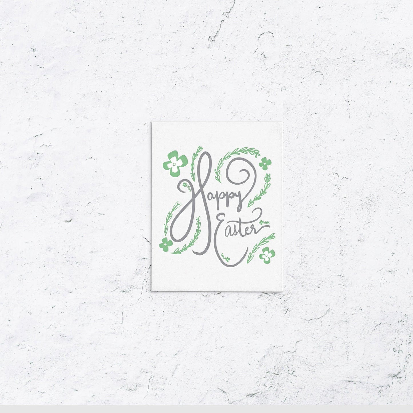 Happy Easter Greenery Letterpress Card Box Set of 10