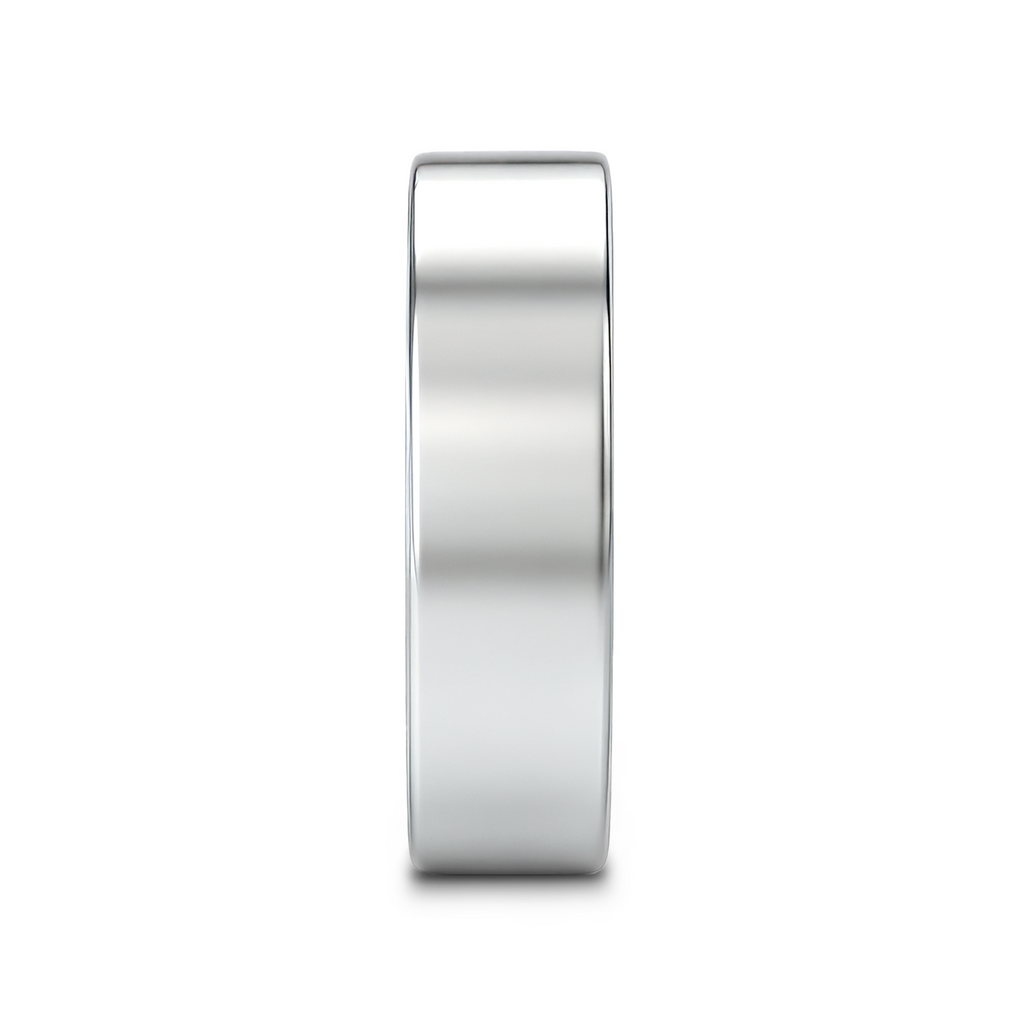 HARDY Polished Finish Flat Style Men’s Titanium Wedding Ring - 6mm & 8mm