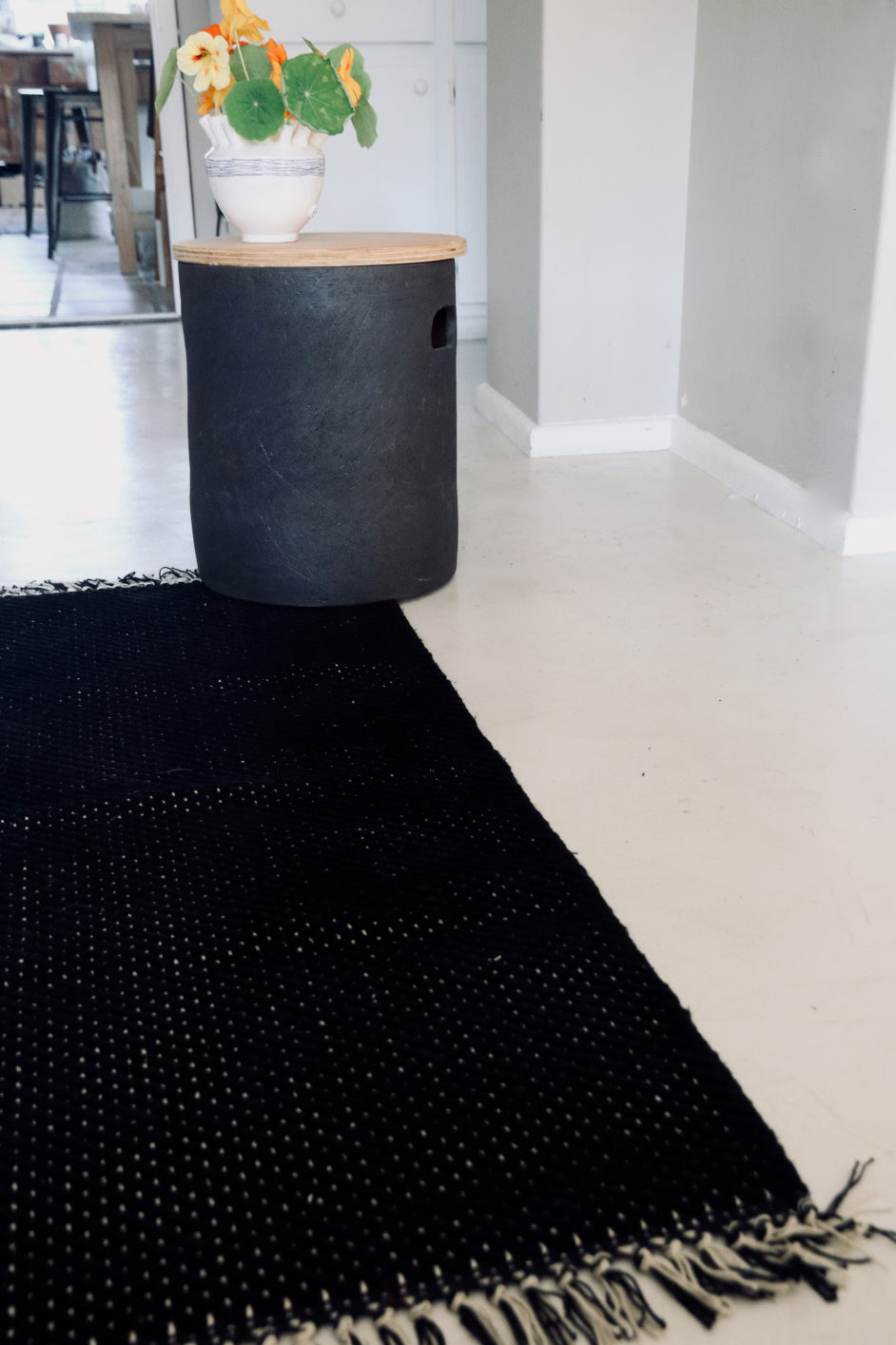 Herringbone Black Cotton Mat