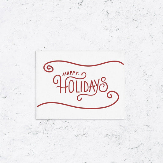 Happy Holidays Swirl Letterpress Box Set of 10