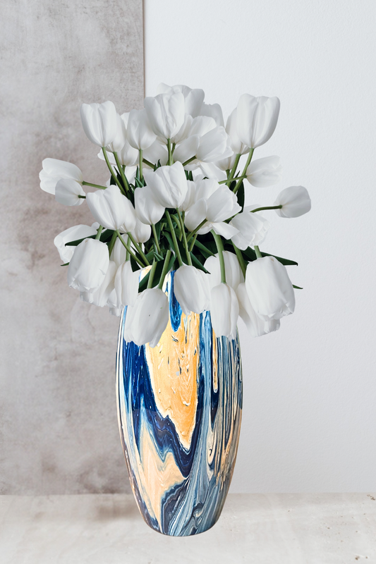 Made to order! Abstract Elegant Glass Vase with Pouring Paint Design