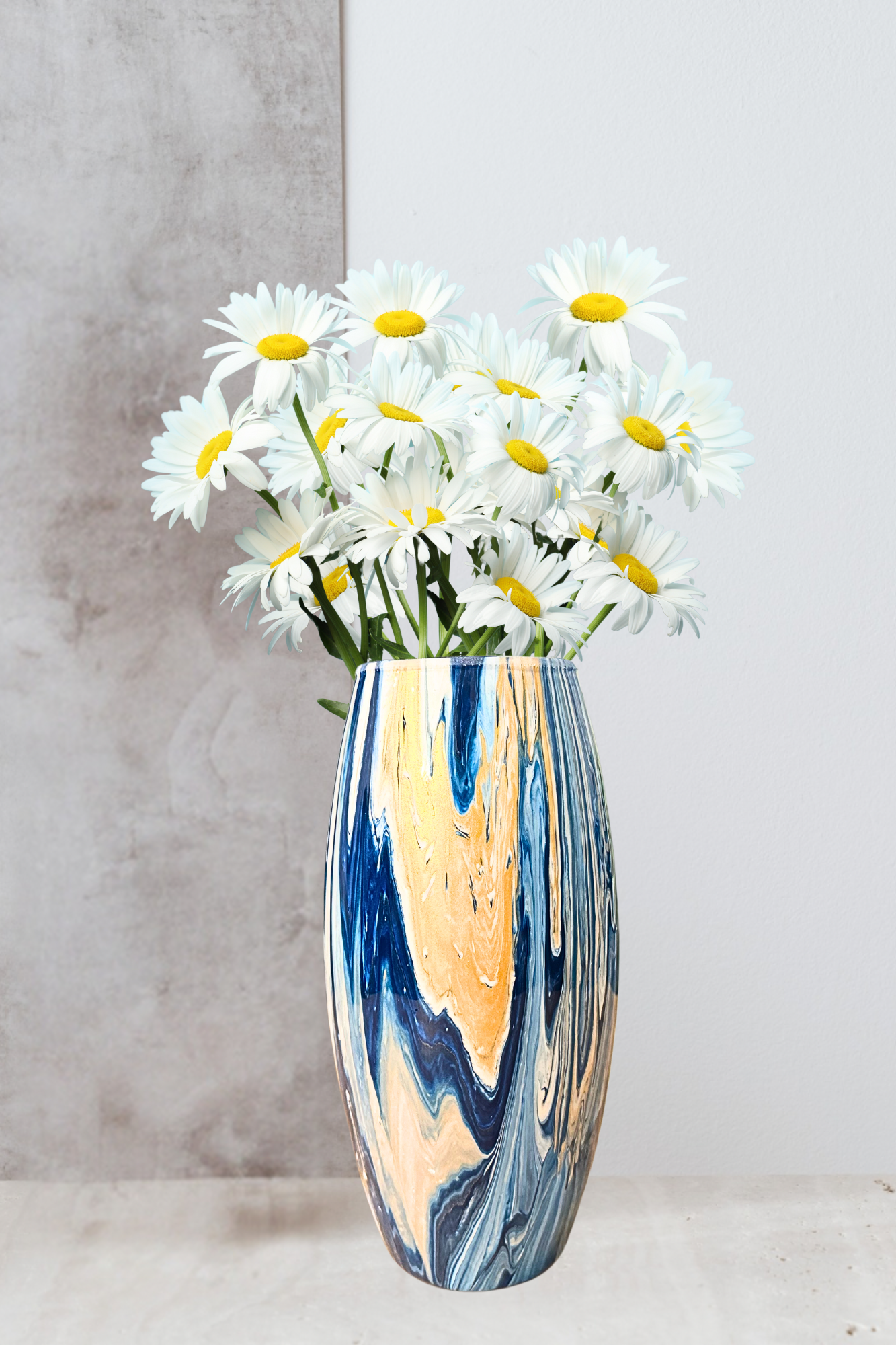 Made to order! Abstract Elegant Glass Vase with Pouring Paint Design